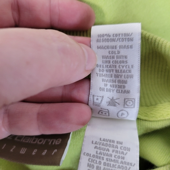 Womans Liz Claiborne Liz Wear Zip Front Jacket Knit Bright Green Size XL - Picture 10 of 10